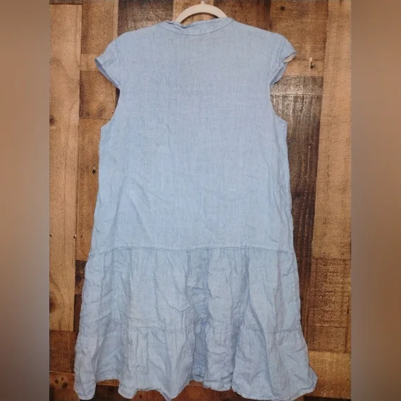 Bellambia 100% Linen Mini Dress Tiered Ruffle Dress Size Small - Picture 8 of 8